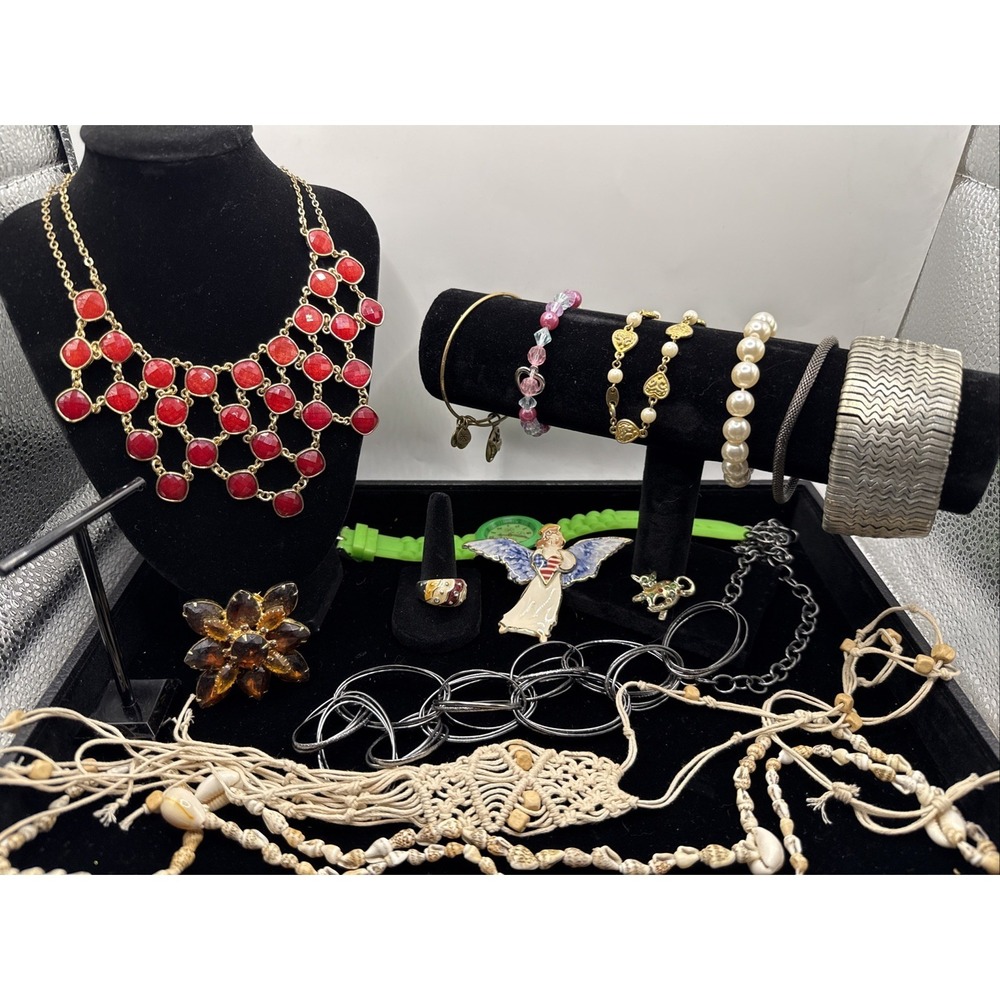 Vintage Lot of 15 Necklaces, Bracelets, Earrings And/or Brooches See Pics